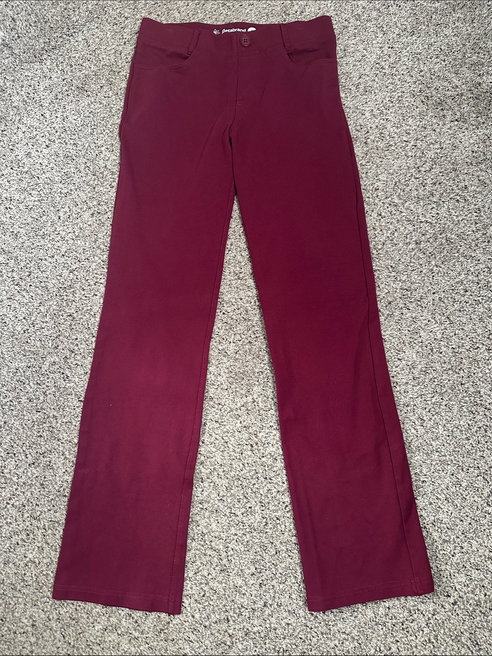 Betabrand burgundy straight leg pull on pants size S office career